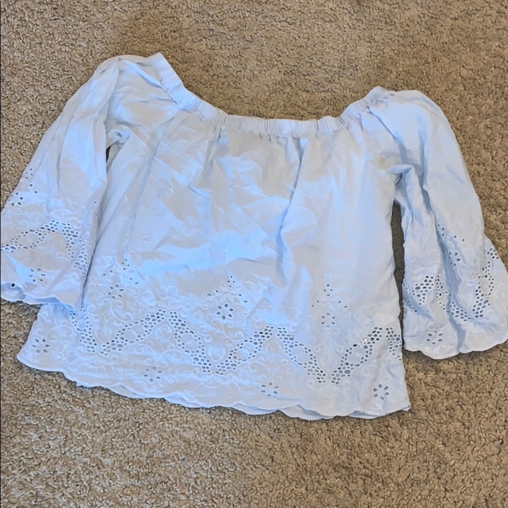 Forever 21 light blue top off the shoulder